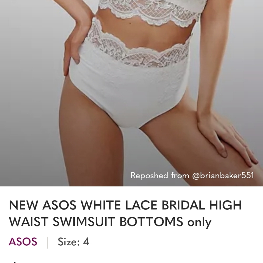*On Hold For Tagged Buyer *  ASOS White Lace High Waist Bikini Bottoms